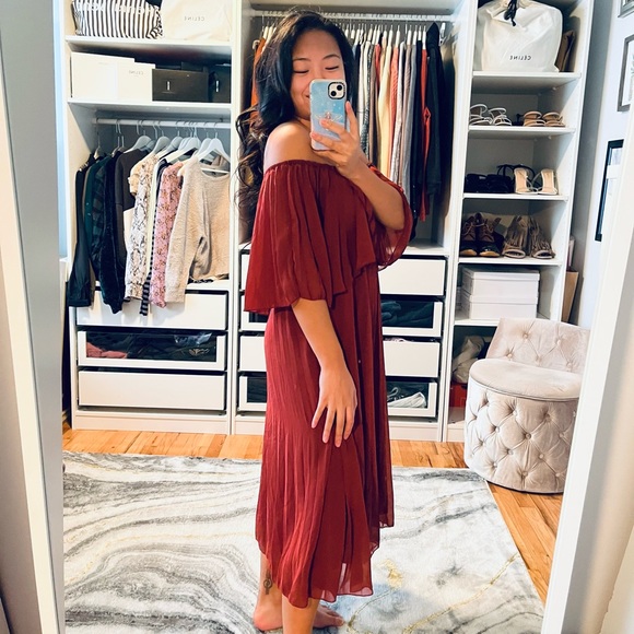 NWT ASOS Rust Ruffle Strapless Dress - Picture 2 of 9